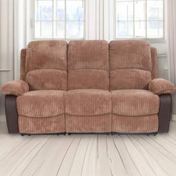Brooklyn 3 Seater Brown Jumbo Cord Recliner Sofa - Wilko - thumbnail 1