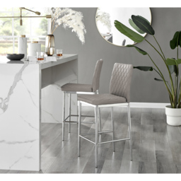 Furniturebox Valera Cappuccino and Silver Faux Leather Bar Stool Set of 2 - Brown - Wilko - thumbnail 3