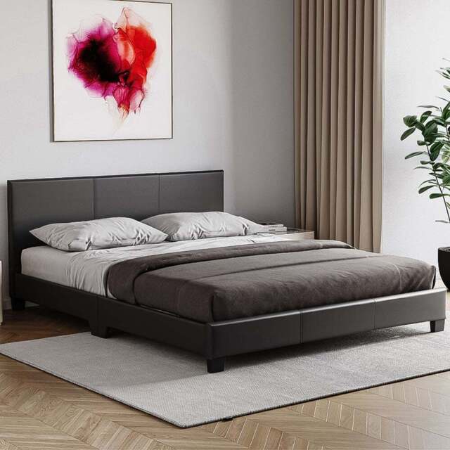 VIDA DESIGNS Lisbon Double Black Faux Leather Bed Frame - Wilko - image 1