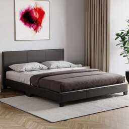 VIDA DESIGNS Lisbon Double Black Faux Leather Bed Frame - Wilko - thumbnail 1
