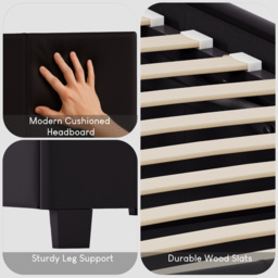 VIDA DESIGNS Lisbon Double Black Faux Leather Bed Frame - Wilko - thumbnail 6