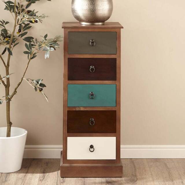 Pacific Lifestyle Loft 5 Drawer Multicolour Pine Wood Chest of Drawers - Wilko - image 1