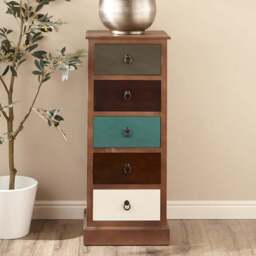 Pacific Lifestyle Loft 5 Drawer Multicolour Pine Wood Chest of Drawers - Wilko