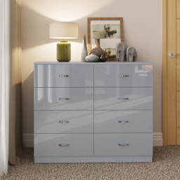FWStyle Chilton 8 Drawer Grey Gloss Chest of Drawers - Wilko - thumbnail 6
