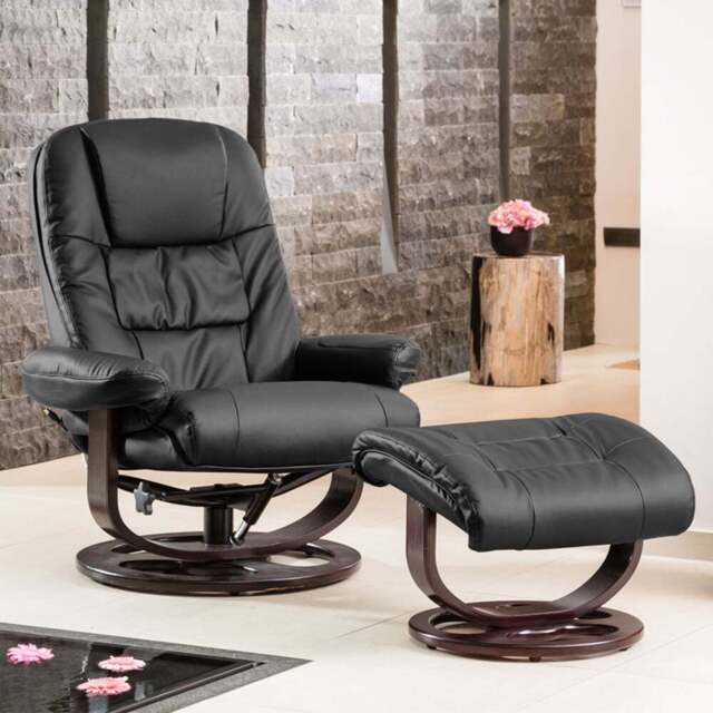 Artemis Home Burdell Black Swivel Recliner Chair with Footstool - Size: Single - Wilko - image 1