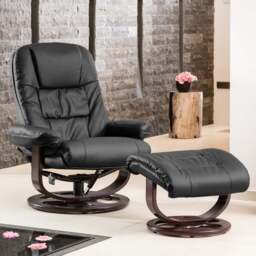 Artemis Home Burdell Black Swivel Recliner Chair with Footstool - Size: Single - Wilko