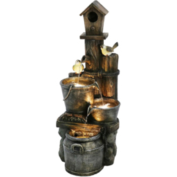 Garden Gear Bird House and Bucket LED Water Feature with 2 Birds - Size: 42 x 50 x 76cm - Grey - Wilko - thumbnail 1