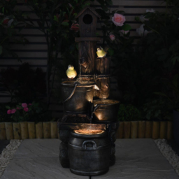 Garden Gear Bird House and Bucket LED Water Feature with 2 Birds - Size: 42 x 50 x 76cm - Grey - Wilko - thumbnail 5