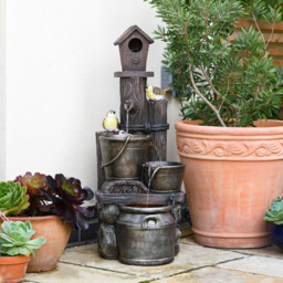 Garden Gear Bird House and Bucket LED Water Feature with 2 Birds - Size: 42 x 50 x 76cm - Grey - Wilko - thumbnail 6