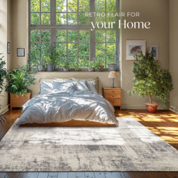 tectake Nadira Black and Beige Abstract Pattern Non-Slip Rug 340 x 240cm - Size: 0.6 x 240 x 340cm - Beige/Grey - Wilko - thumbnail 4