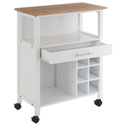Premier Housewares Top 1 Drawer White and Bamboo Kitchen Trolley - Size: 65 x 35 x 79cm - Wilko - thumbnail 4