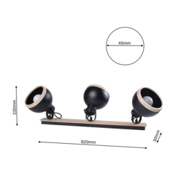Milagro Oval Black Ceiling Lamp 230V - Size: 18 x 62 x 23cm - Wilko - thumbnail 5
