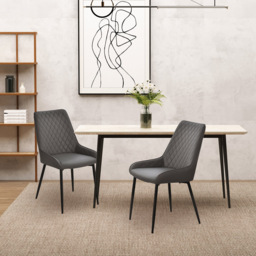 Portland Set Of 2 Grey PU Leather Dining Chair - Wilko - thumbnail 5