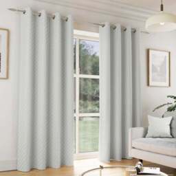 Enhanced Living Tokyo Grey Velvet Embossed Thermal Darkening Eyelet Curtains 229 x 229cm - Size: W 229 x D 229cm - Wilko
