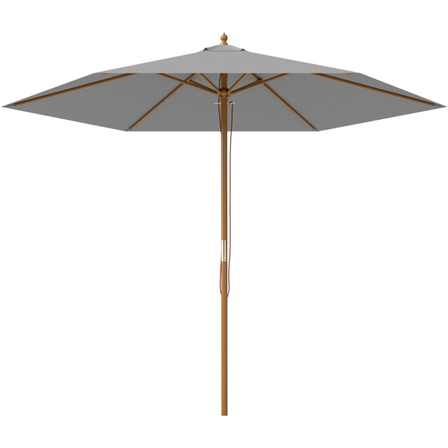 Outsunny Light Grey Wood Garden Sun Shade Parasol 2.5m - Size: 2m - Wilko - image 1