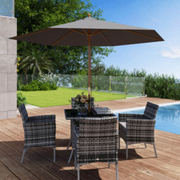 Outsunny Light Grey Wood Garden Sun Shade Parasol 2.5m - Size: 2m - Wilko - thumbnail 4