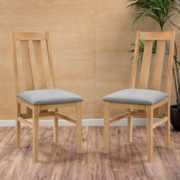 Julian Bowen Cotswold Set of 2 Oak and Veener Grey Dining Chair - Wood - Wilko