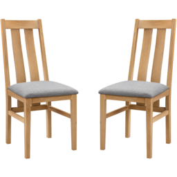 Julian Bowen Cotswold Set of 2 Oak and Veener Grey Dining Chair - Wood - Wilko - thumbnail 3