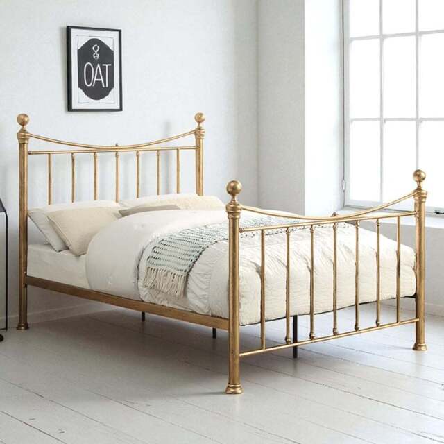 OAT Home Hampstead King Size Antique Brass Effect Metal Bed - Wilko - image 1