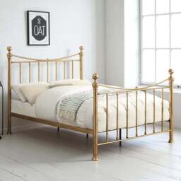 OAT Home Hampstead King Size Antique Brass Effect Metal Bed - Wilko