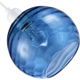 Happy Homewares Circular Ribbed Midnight Blue Glass Non Electric Pendant Shade - Size: 18 x 20 x 20cm - Wilko - thumbnail 4