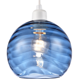 Happy Homewares Circular Ribbed Midnight Blue Glass Non Electric Pendant Shade - Size: 18 x 20 x 20cm - Wilko - thumbnail 3