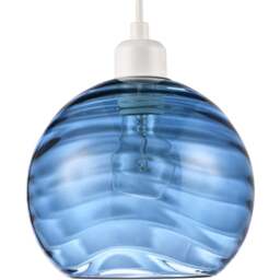 Happy Homewares Circular Ribbed Midnight Blue Glass Non Electric Pendant Shade - Size: 18 x 20 x 20cm - Wilko - thumbnail 1