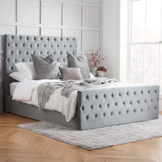 Marquis Super King Grey Velvet Ottoman Bed - Birlea - Wilko - image 1