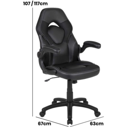 FWStyle X10 Black Faux Leather Racer Style Gaming Chair - Size: 117 x 67 x 63cm - Wilko - thumbnail 7