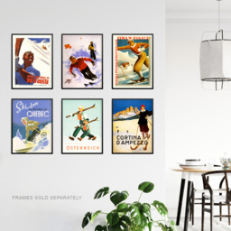 Artery8 Vintage Austria Italy Poland Canada Winter Skiing Wall Art Print 30 x 41cm 6 Pack - Size: 40.5 x 30.5 x 0.3cm - Multi - Wilko - thumbnail 4