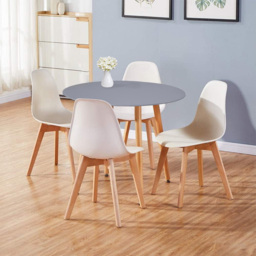 Kosy Koala 4 Seater Plastic and Faux Leather Round Dining Set Grey and White - Multi - Portland - Wilko - thumbnail 4