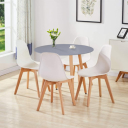 Kosy Koala 4 Seater Plastic and Faux Leather Round Dining Set Grey and White - Multi - Portland - Wilko - thumbnail 3