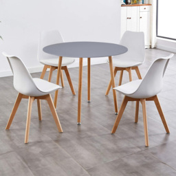 Kosy Koala 4 Seater Plastic and Faux Leather Round Dining Set Grey and White - Multi - Portland - Wilko - thumbnail 1