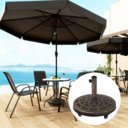 Outsunny Bronze Resin Parasol Base with Wheels 21kg - Size: 42 x 48 x 48cm - Brown - Wilko - thumbnail 3