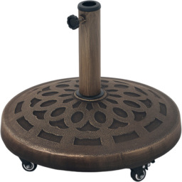Outsunny Bronze Resin Parasol Base with Wheels 21kg - Size: 42 x 48 x 48cm - Brown - Wilko