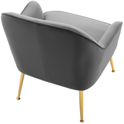 Living and Home Modern Grey and Gold Velvet Upholstered Armchair - Size: Single - Wilko - thumbnail 5