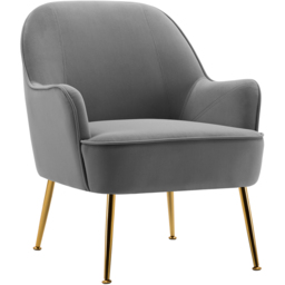 Living and Home Modern Grey and Gold Velvet Upholstered Armchair - Size: Single - Wilko - thumbnail 3
