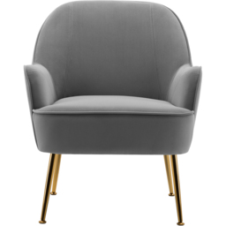 Living and Home Modern Grey and Gold Velvet Upholstered Armchair - Size: Single - Wilko - thumbnail 4