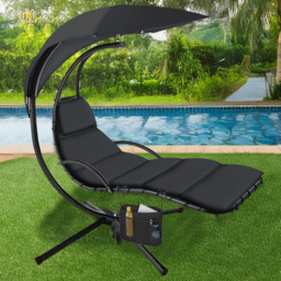 tectake Elaria Black Large UV Protection Sun Canopy Hanging Chair - Size: 197 x 132 x 195cm - Wilko - thumbnail 1