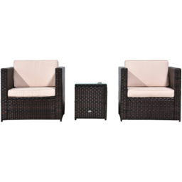 Outsunny 2 Seater Brown Rattan Sofa Set with Cushions - Wilko - thumbnail 3