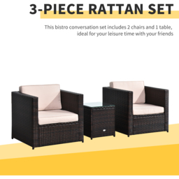 Outsunny 2 Seater Brown Rattan Sofa Set with Cushions - Wilko - thumbnail 7