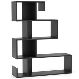Costway 4 Shelf Black S Shaped Bookshelf - Size: 90 x 32 x 17cm - Wilko - thumbnail 3
