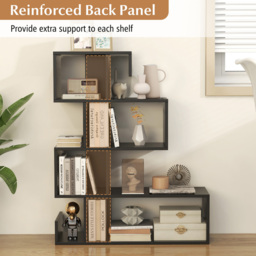 Costway 4 Shelf Black S Shaped Bookshelf - Size: 90 x 32 x 17cm - Wilko - thumbnail 7