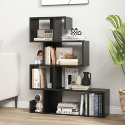 Costway 4 Shelf Black S Shaped Bookshelf - Size: 90 x 32 x 17cm - Wilko - thumbnail 5