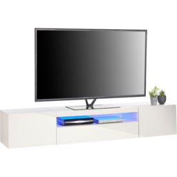 MMT Furniture Designs 3 Door Single Shelf Matt Gloss White Modern TV Unit - Size: 36.5 x 200 x 40cm - Wilko - thumbnail 4