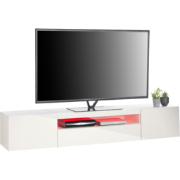 MMT Furniture Designs 3 Door Single Shelf Matt Gloss White Modern TV Unit - Size: 36.5 x 200 x 40cm - Wilko - thumbnail 5