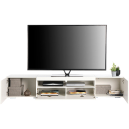 MMT Furniture Designs 3 Door Single Shelf Matt Gloss White Modern TV Unit - Size: 36.5 x 200 x 40cm - Wilko - thumbnail 6
