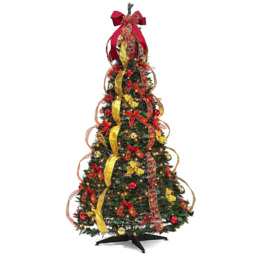 AMOS Pre Lit Warm White LED Pop Up Green Artificial Christmas Tree 6ft - Wilko
