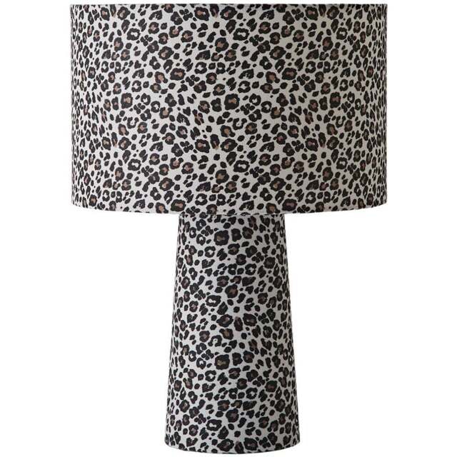 ValueLights Bertie Leopard Print Full Fabric LED Table Lamp - Size: 40 x 28 x 28cm - Cream - Wilko - image 1