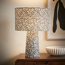 ValueLights Bertie Leopard Print Full Fabric LED Table Lamp - Size: 40 x 28 x 28cm - Cream - Wilko - thumbnail 3